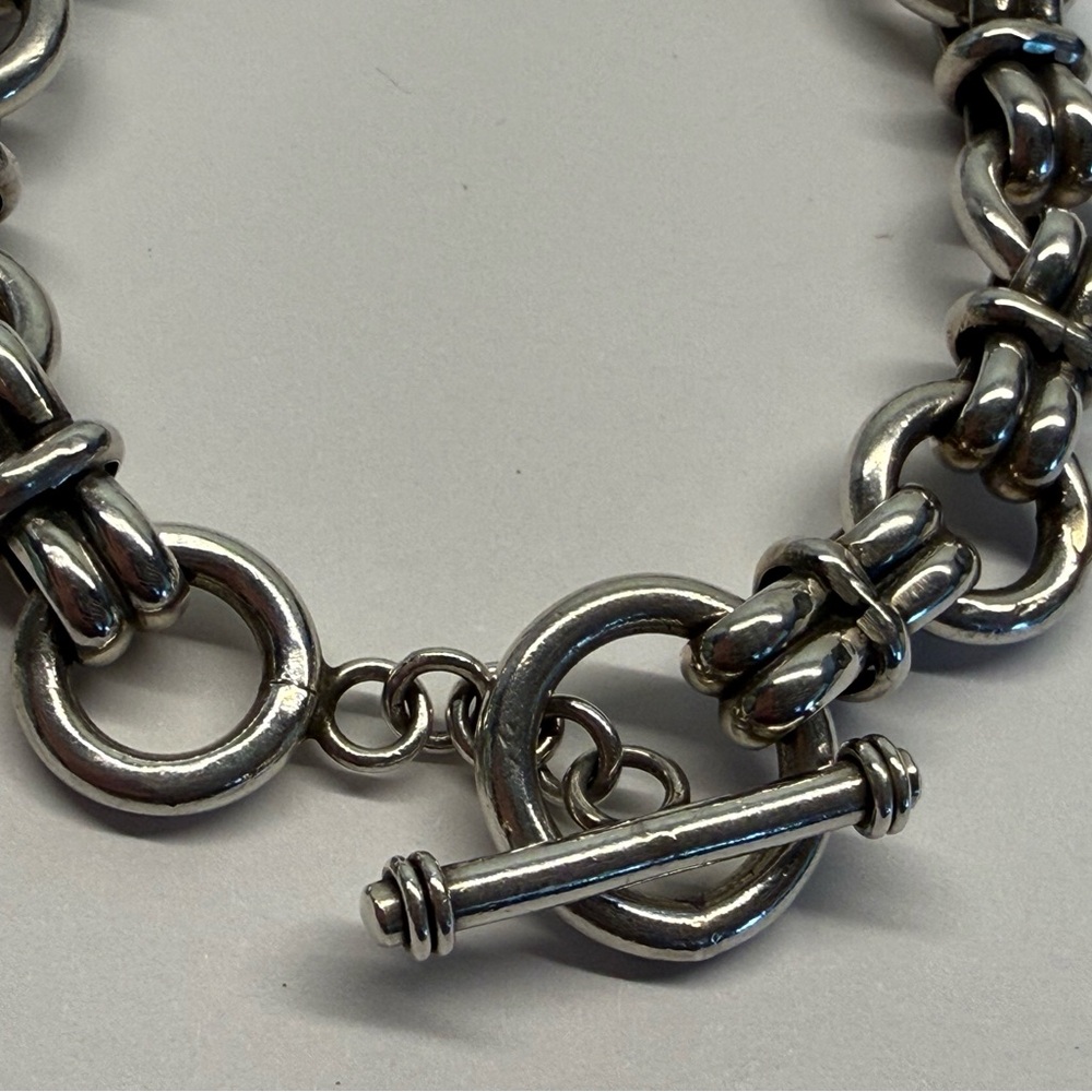 Sterling Silver Chunky Link Bracelet Toggle Clasp… - image 3